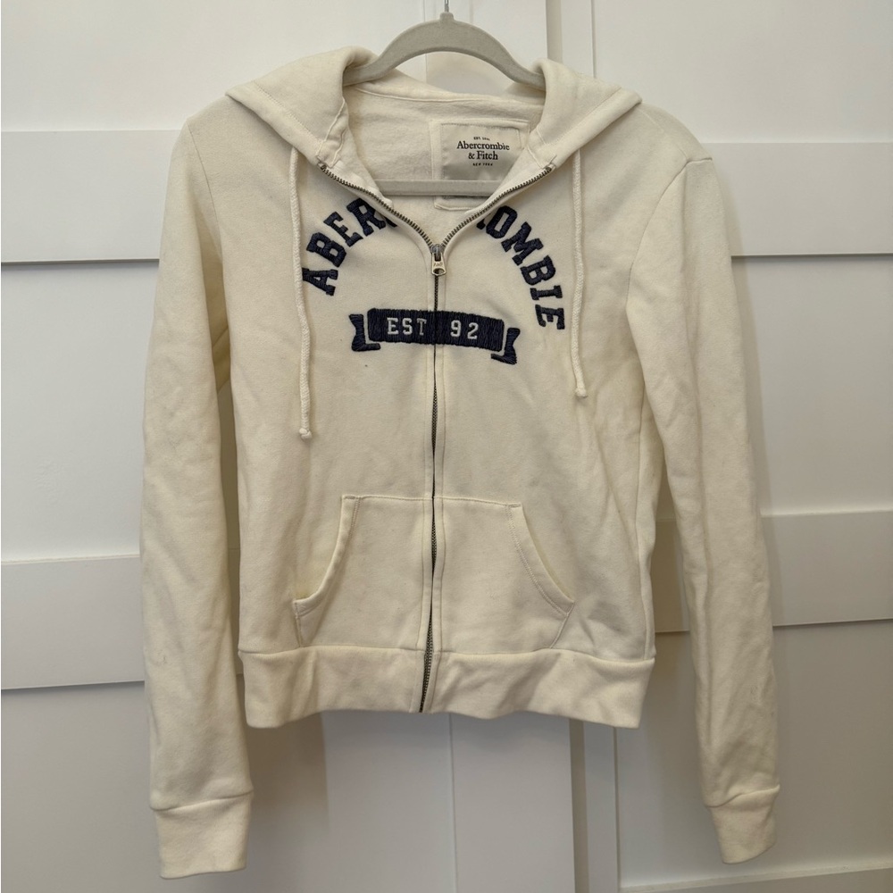 🔥 2 for 20$ / Abercrombie & Fitch Women's White Zip-Up Hoodie